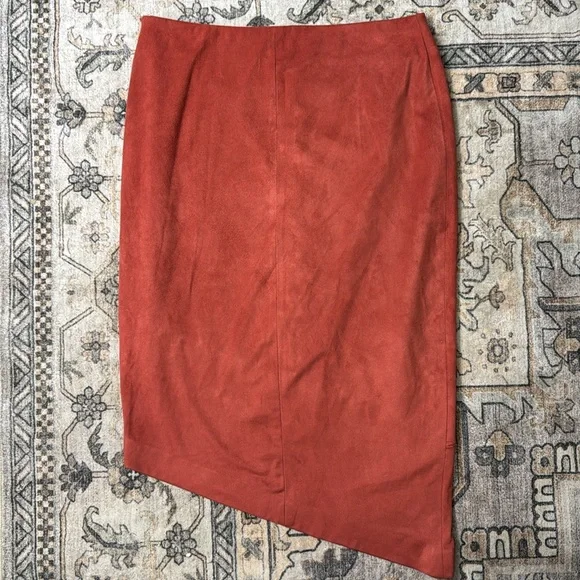 BISOU BISOU Pumpkin Orange Faux Suede Studded Fall Skirt Western SZ 6 - Picture 4 of 5